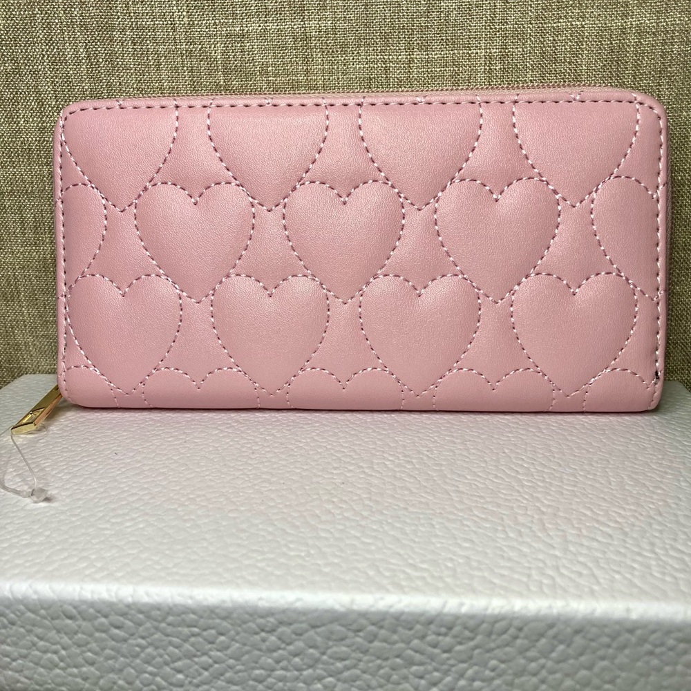 Pink Heart Quilted Wallet New